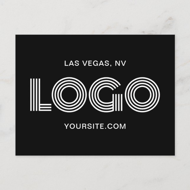 Black and White Modern Rectangular Logo Postcard (Front)