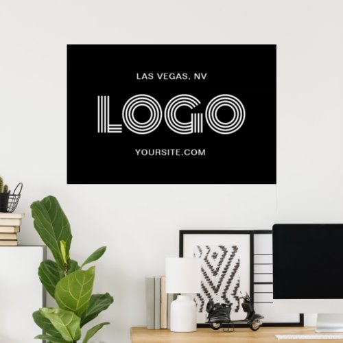 Black and White Modern Rectangular Logo Poster