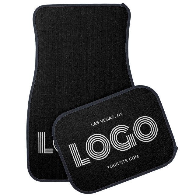 Black and White Modern Rectangular Logo Promo Car Floor Mat (Set)