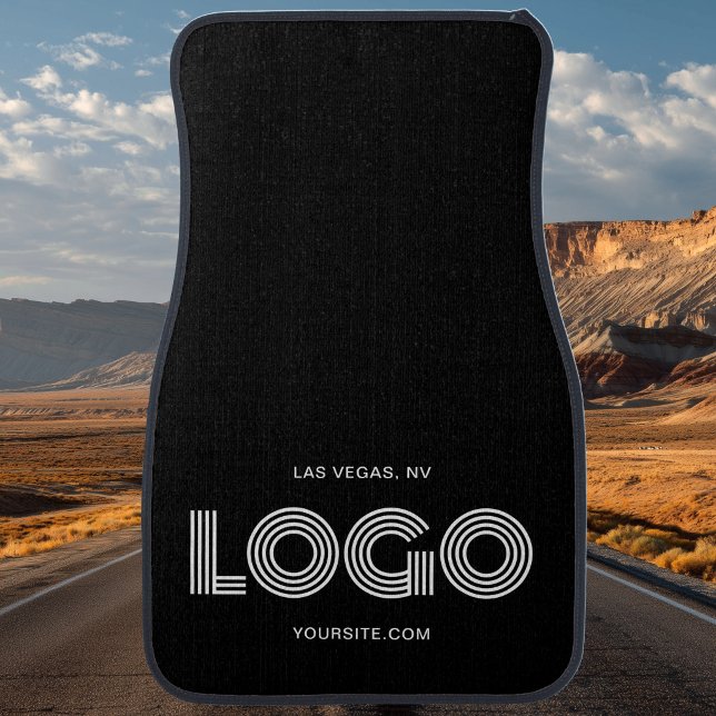 Black and White Modern Rectangular Logo Promo Car Floor Mat (Black and White Modern Rectangular Logo Promo Car Floor Front Mat)