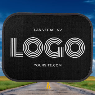 Black and White Modern Rectangular Logo Promo Car Floor Mat