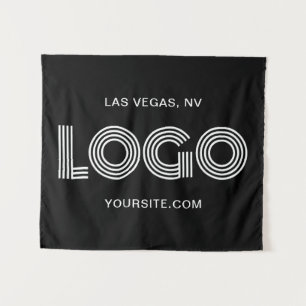 Black and White Modern Rectangular Logo Tapestry