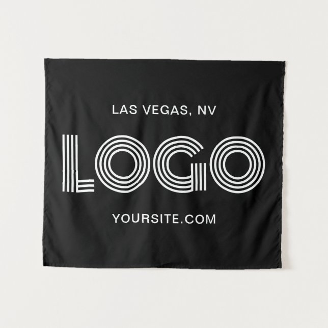 Black and White Modern Rectangular Logo Tapestry (Front (Horizontal))