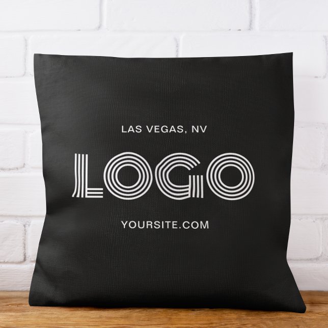 Black and White Modern Rectangular Logo Throw Pillow (Black and White Modern Rectangular Logo Throw Pillow)