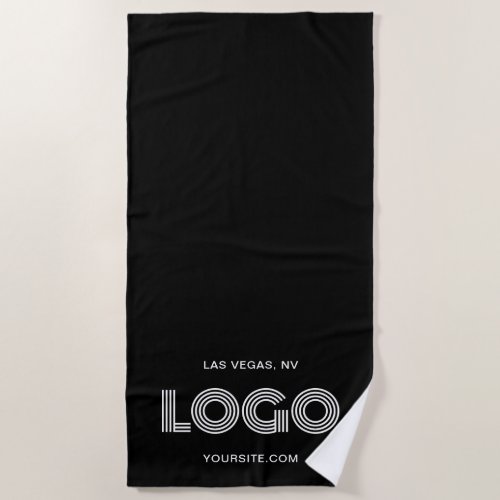 Black and White Modern Rectangular Logo Vertical Beach Towel