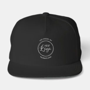 Black and White Modern Round Logo Curved Text Snap Back Hat