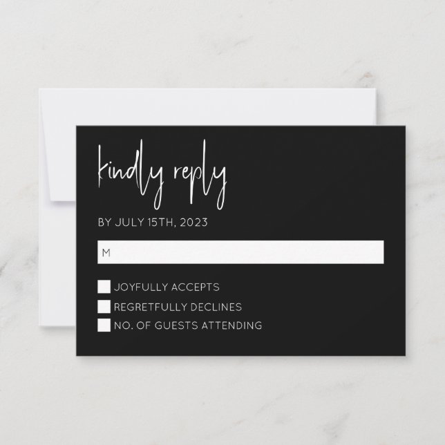Black and White Modern RSVP Card (Front)