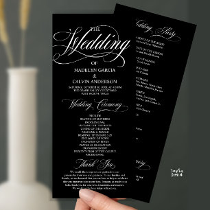 Black and White Modern Script All In One Wedding Program