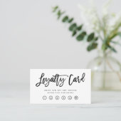 Black and White Modern Script Loyalty Card (Standing Front)