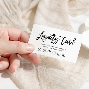 Black And White Modern Script Loyalty Card by christine592 at Zazzle