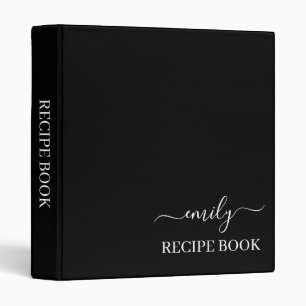 Black and White Modern Script Monogram Name 3 Ring Binder