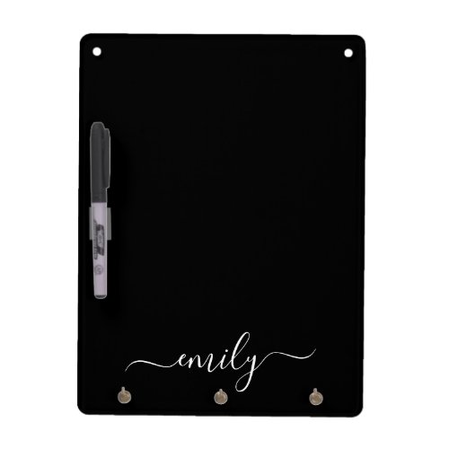 Black and White Modern Script Monogram Name Dry Erase Board