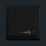 Black and White Modern Script Monogram Name Gift Box<br><div class="desc">Black and White Simple Script Monogram Name. This makes the perfect sweet 16 birthday,  wedding,  bridal shower,  anniversary,  baby shower or bachelorette party gift for someone that loves glam luxury and chic styles.</div>
