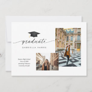 Black and White Modern Script Photo 2 sided Invitation