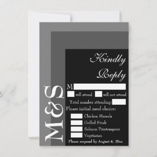 Black and White Modern Script Wedding RSVP Card