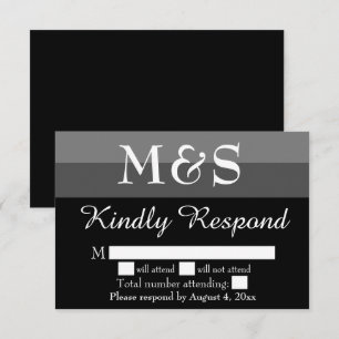 Black and White Modern Script Wedding RSVP Card
