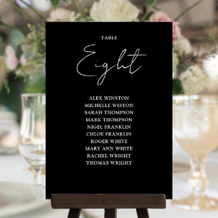Black And White Modern Seating Chart Table Number