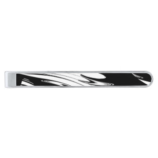 Black and White Modern Silver Finish Tie Bar