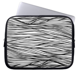 Black and white modern simple abstract lines laptop sleeve