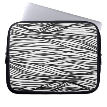 Black And White Modern Simple Abstract Lines Laptop Sleeve by RemioniArt at Zazzle