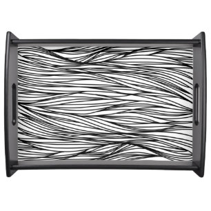 Black and white modern simple abstract lines serving tray