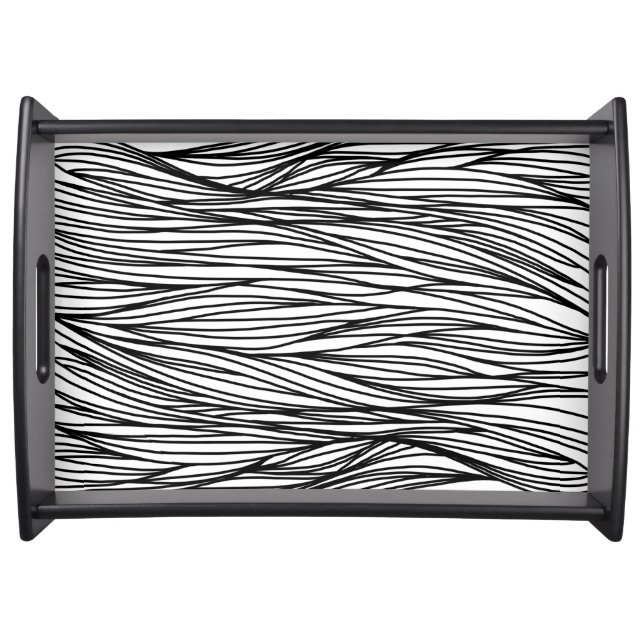 Black and white modern simple abstract lines serving tray (Front)