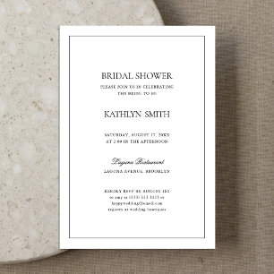 Black and White Modern Simple Border Bridal Shower Invitation