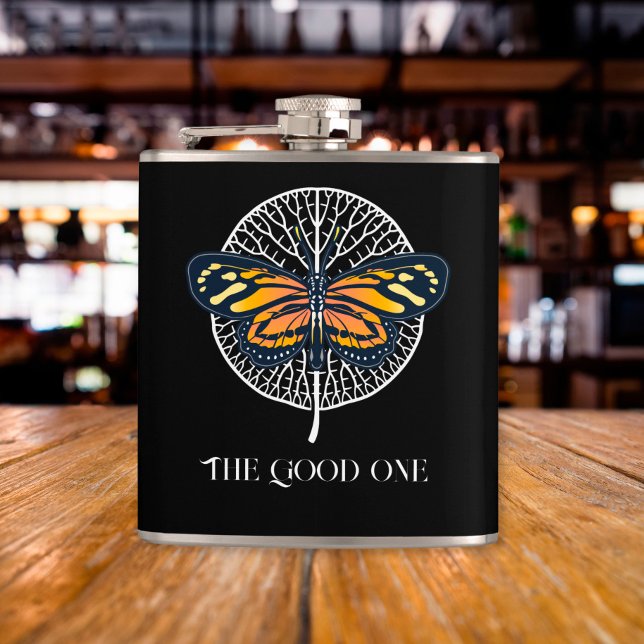 Black and White Modern Simple Butterfly Flask (Creator Uploaded)