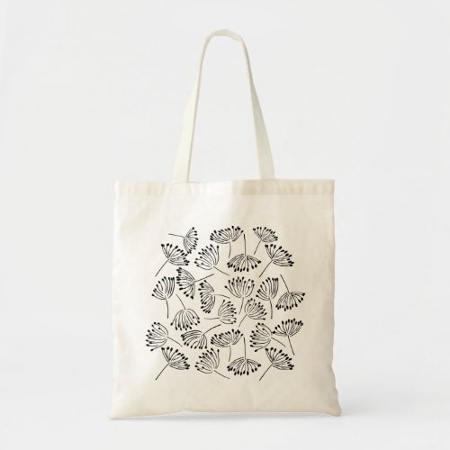 Black and White Modern Simple Floral Dandelion  Tote Bag