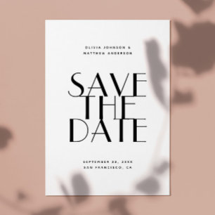 Black and white modern simple minimalist wedding save the date
