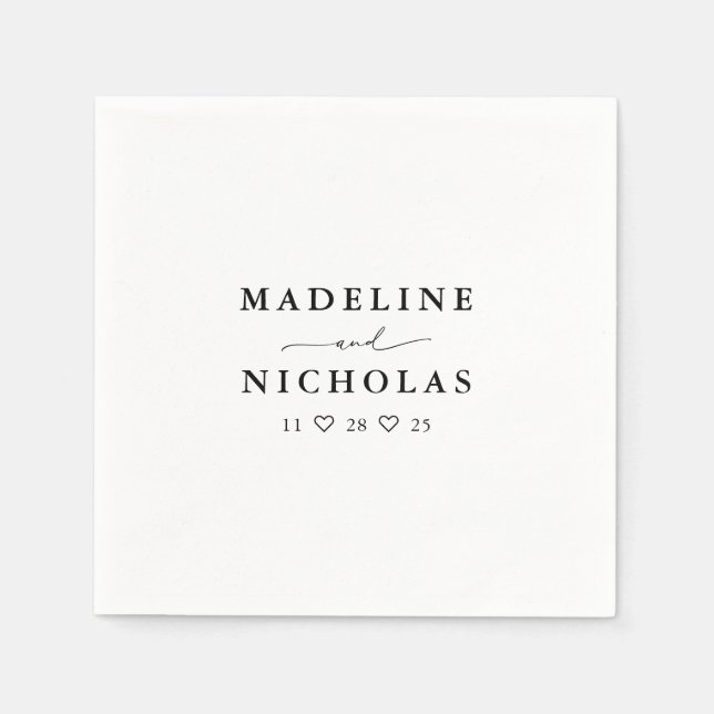 Black And White Modern Simple Wedding Napkins (Front)