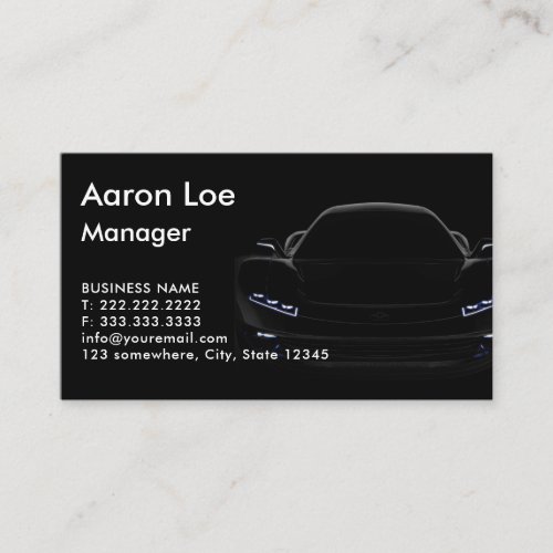 Black and White Modern Sport Car Business Card