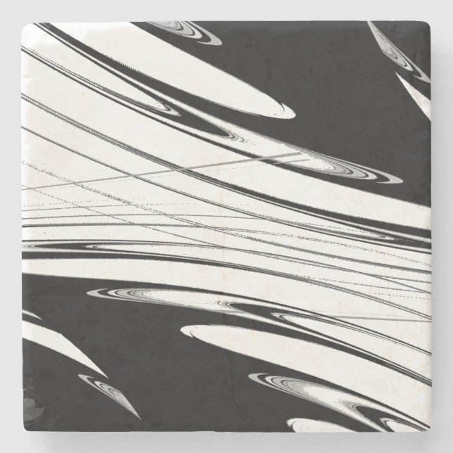Black and White Modern Stone Coaster (Front)