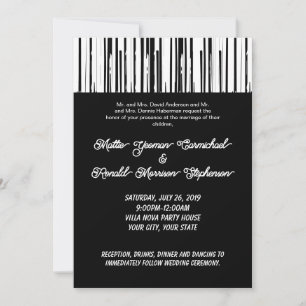 Black and White Modern Stripe Elegant Minimalist Invitation
