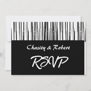 Black and White Modern Stripe Elegant Minimalist Invitation