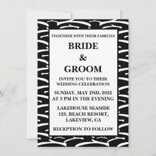 Black and White Modern Stripe Luxury Wedding Invitation
