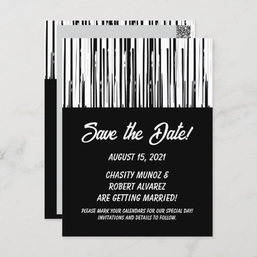 Black and White Modern Stripe Save the Date Card