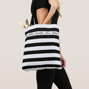 Black And White Modern Stripe Tote Bag