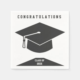Black and White Modern Style Graduation Napkins