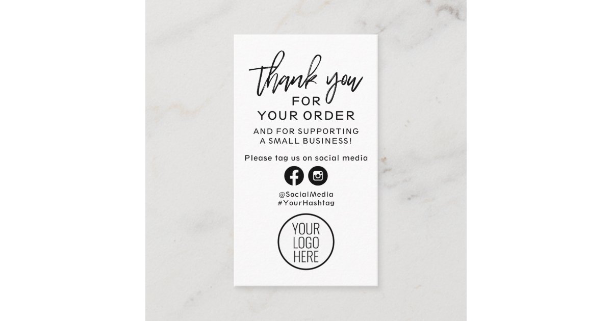 Black and White Modern Thank You For Your Order Business Card | Zazzle