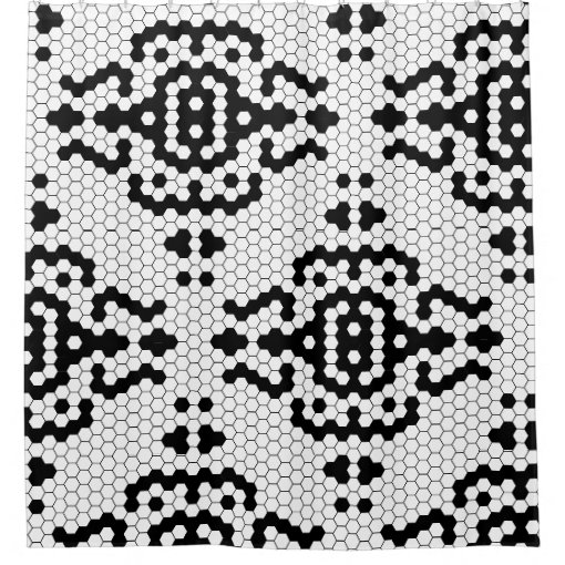 Black and White Modern Tile Design Shower Curtain Zazzle
