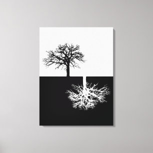 Black and white modern tree art canvas print