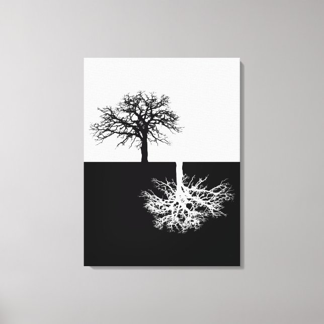 Black and white modern tree art canvas print (Front)