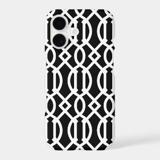 Black and White Modern Trellis Pattern iPhone 17 Case