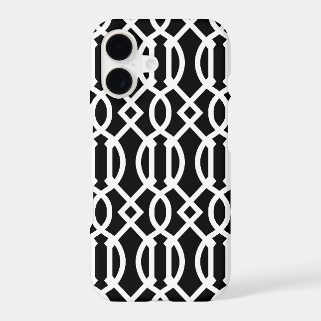 Black and White Modern Trellis Pattern Case-Mate iPhone Case (Back)