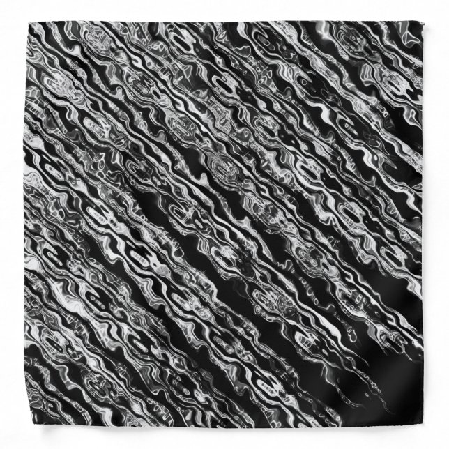 Black and White Modern Trendy Abstract Pattern Bandana (Front)