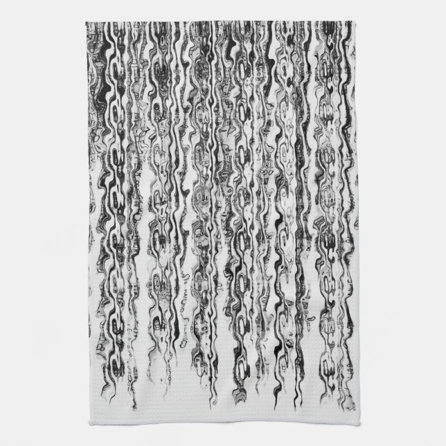 Black and White Modern Trendy Abstract Pattern Kitchen Towel (Vertical)