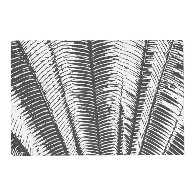 Black and White Modern Tropical Palm Fronds Placemat (Front)