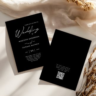 Black and White Modern Typography RSVP Wedding