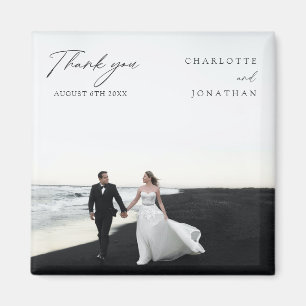 Black and White Modern Wedding Favors Thank You Magnet